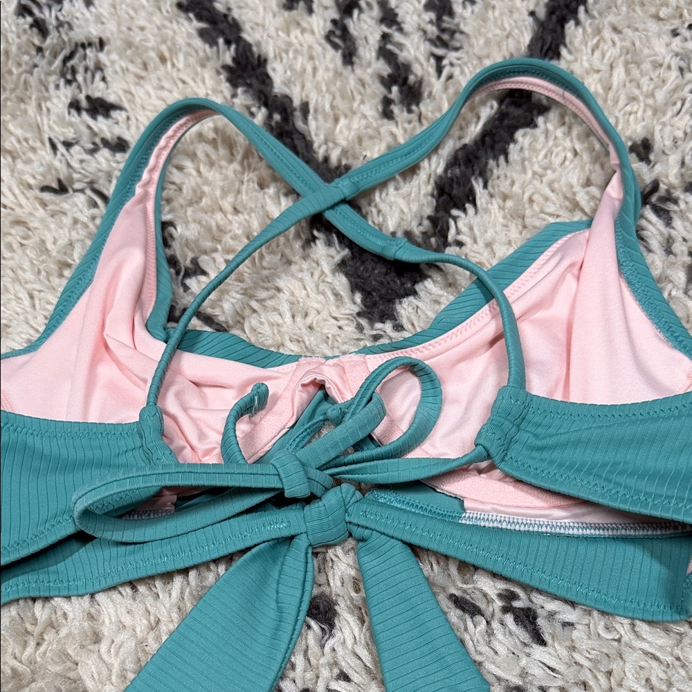Shade & Shore Ribbed Teal Women's Swim Set - Top Size 34C, Bottom Size L - Picture 10 of 11